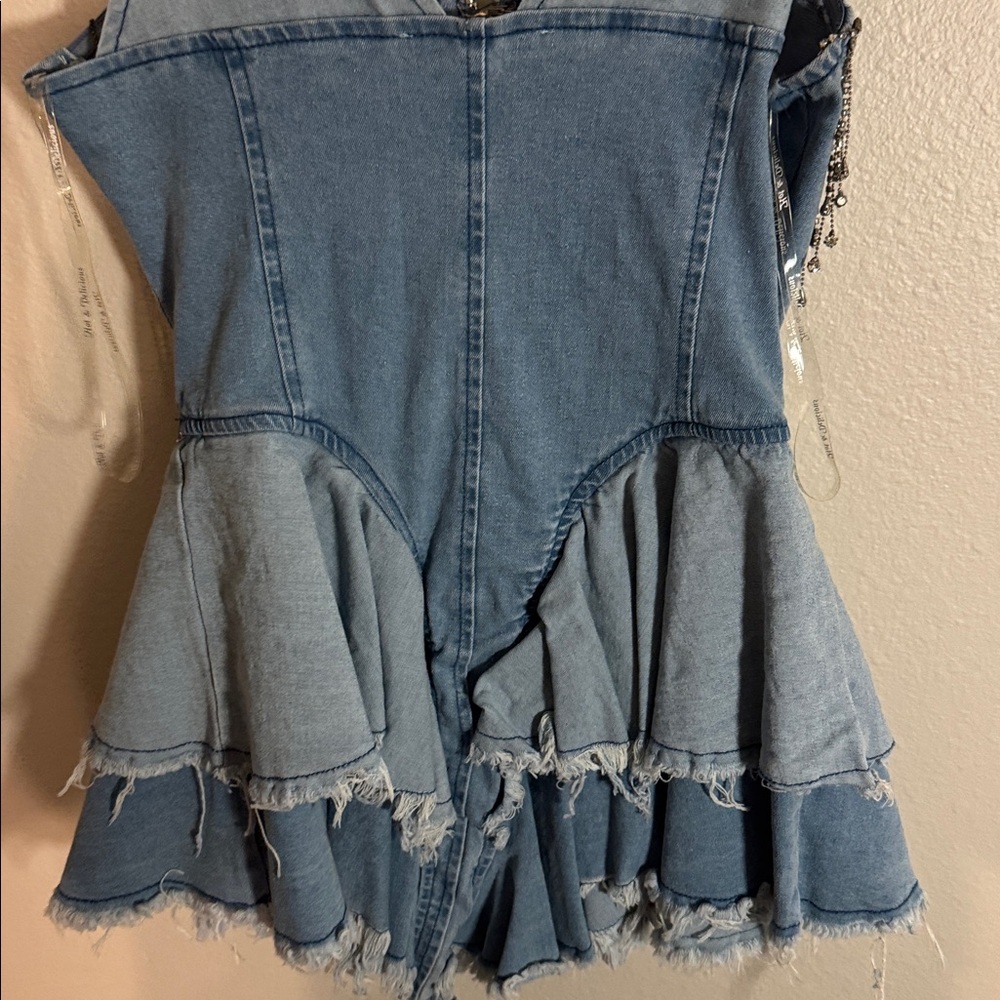 Hot & Delicious Denim Jumpsuit with Silver Accents - Picture 9 of 10